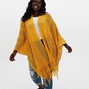 Torrid Gold Yellow Pointelle Ruana One Size